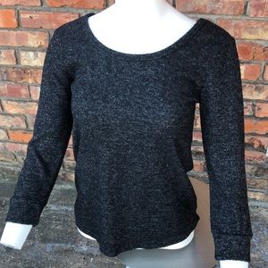 No Boundaries dark gray 3/4 sleeve crisscross back